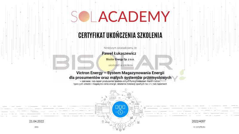 Victron Energy certifikat